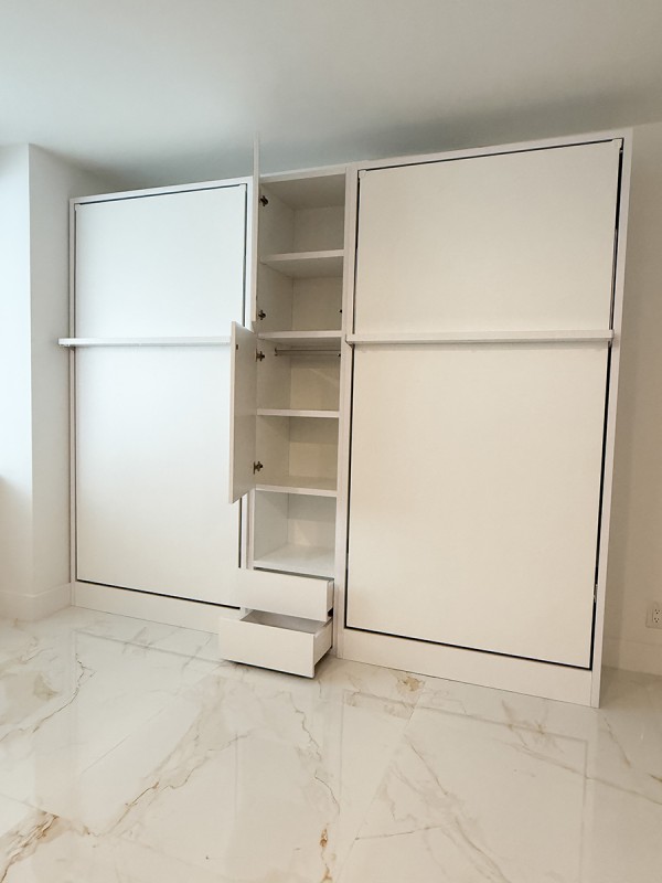 Royal Twin Twin XL Wall Bed with Bookcase and Wardrobe 7