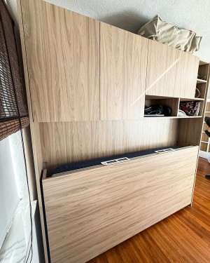 C - Simple Twin/Twin XL Murphy Wall Bed with Wardrobe and Bookcase Set