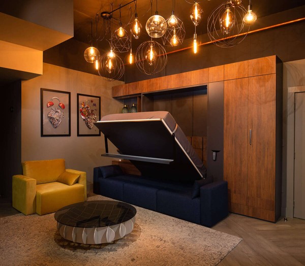 ROYAL Queen Wall Bed with Sectional Sofa and Bookcase Set 156