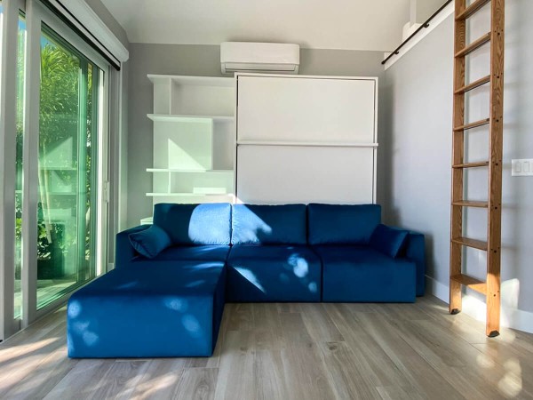 ROYAL Queen Wall Bed with Sectional Sofa and Bookcase Set 210