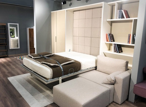 ROYAL Queen Wall Bed with Sectional Sofa and Bookcase Set 25