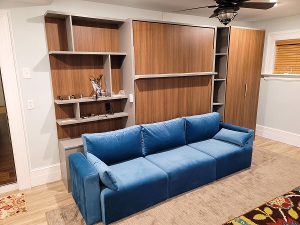 ROYAL Queen Wall Bed with Sectional Sofa and Bookcase Set 289