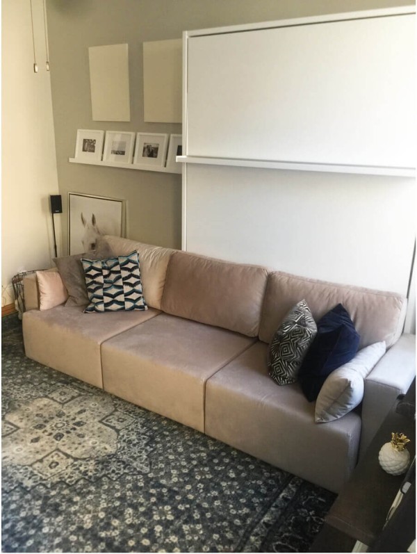 ROYAL Queen Wall Bed with Sectional Sofa and Bookcase Set 50