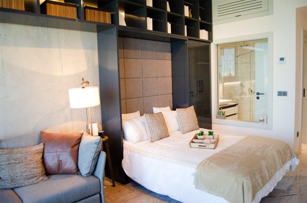 ROYAL Queen Wall Bed with Sectional Sofa and Bookcase Set 66