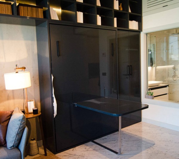 ROYAL Queen Wall Bed with Sectional Sofa and Bookcase Set 67