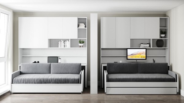 Eco Compact Full/Full XL Sofa Bed and Cabinet System