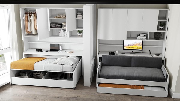Eco Compact FullFullXL Sofa Bed and Cabinet System 2