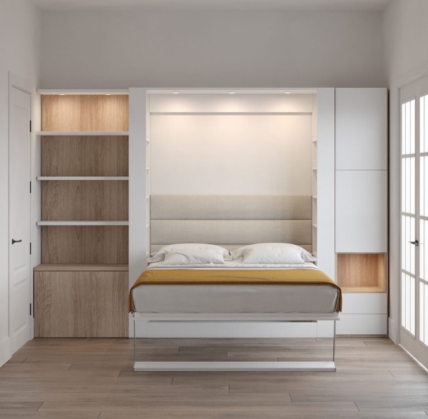 Nova Queen Wall Bed with Bookcase and Wardrobe 6