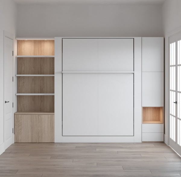 Nova Queen Wall Bed with Bookcase and Wardrobe 7