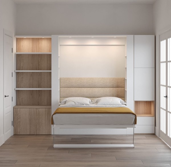 Nova Queen Wall Bed with Bookcase and Wardrobe 8