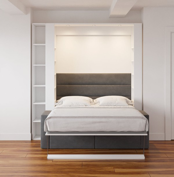 Nova Queen Wall Bed with Sectional Sofa and Bookcase Set 6