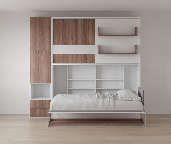 Parete Letto Twin Wall Bed System with Desk and Convertible Wardrobe 6