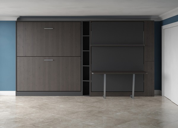 Pensiero Twin Wall Bunk Bed Royal Queen Wall Bed Bookcase and Desk 2