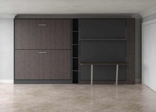 Pensiero Twin Wall Bunk Bed Royal Queen Wall Bed Bookcase and Desk 6