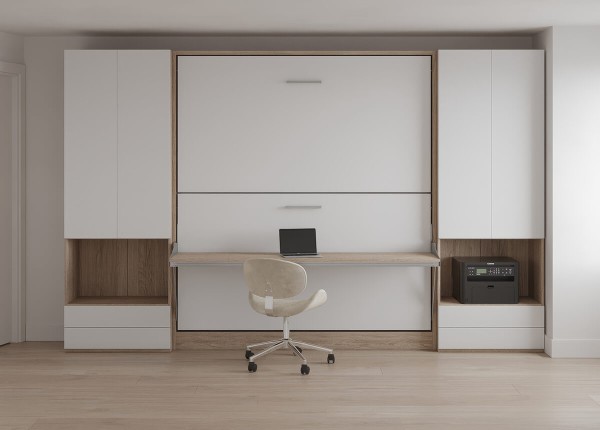 Pensiero Twin Wall Bunk Bed with Desk and Wardrobe 3