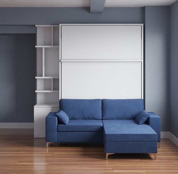 ROYAL Queen Wall Bed with Sectional Sofa Wardrobe and Bookcase Set