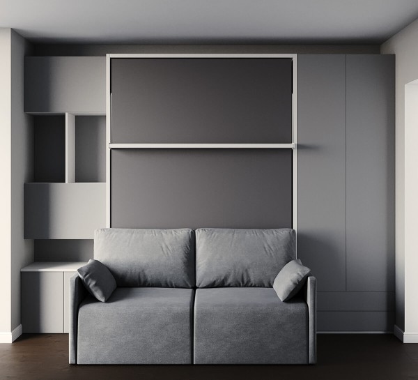 Royal Full Full XL Wall Bed with Sectional Sofa Wardrobe and Bookcase Set 3