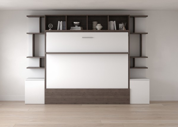 Royal Horizontal Queen Wall Bed with Bookcases 2