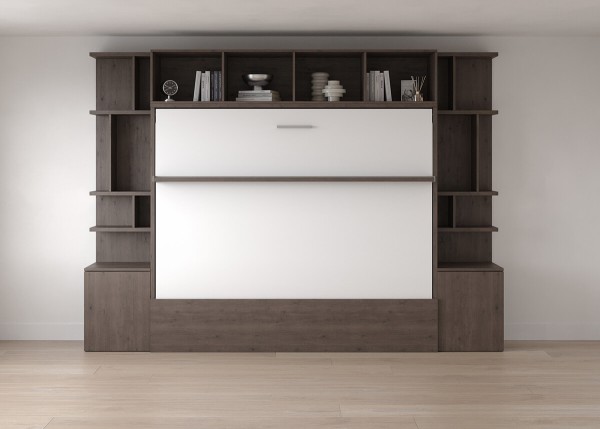 Royal Horizontal Queen Wall Bed with Bookcases 6