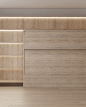 D - Royal Horizontal Queen Wall Bed with Bookcases