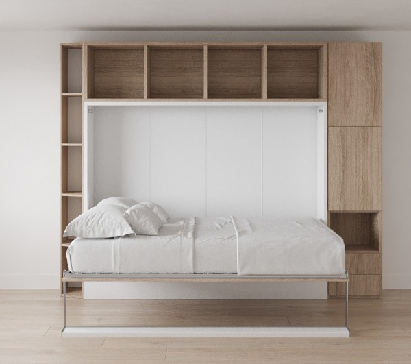 Royal Horizontal Queen Wall Bed with Convertible Wardrobe and Bookcase 9