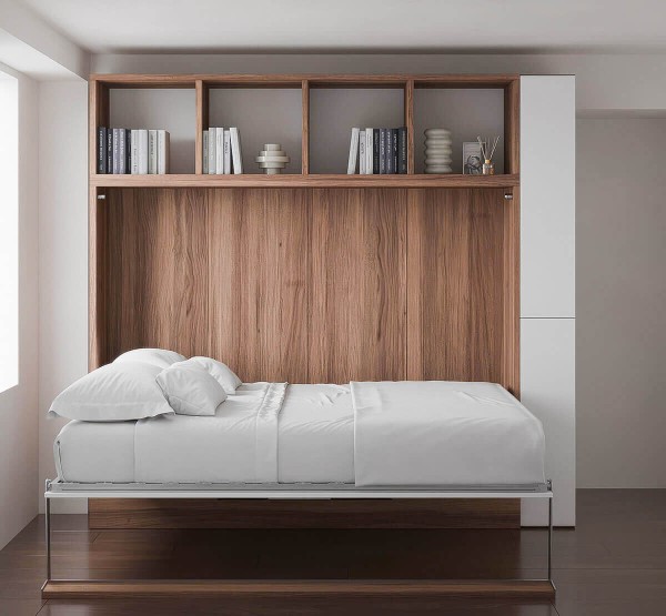 Royal Horizontal Queen Wall Bed with Desk and Bookcase 2