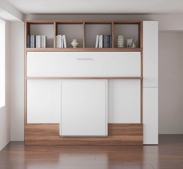 Royal Horizontal Queen Wall Bed with Desk and Bookcase 3