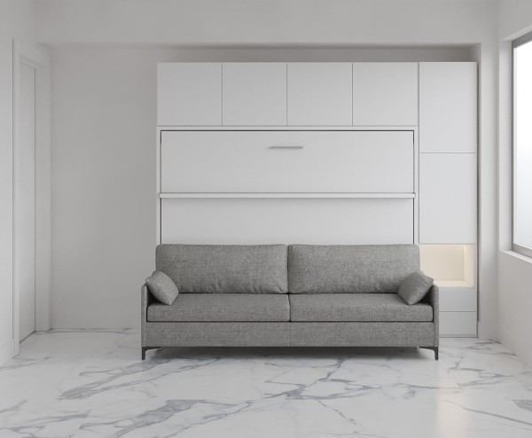 Royal Horizontal Queen Wall Bed with Sectional Sofa Bookcase and Wardrobe 11