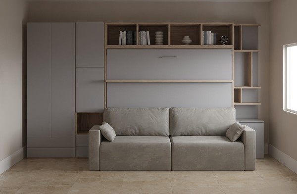 Royal Horizontal Queen Wall Bed with Wardrobe and Bookcase 4