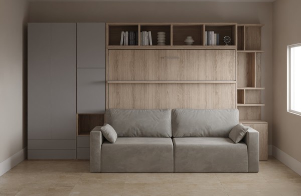 Royal Horizontal Queen Wall Bed with Wardrobe and Bookcase 5