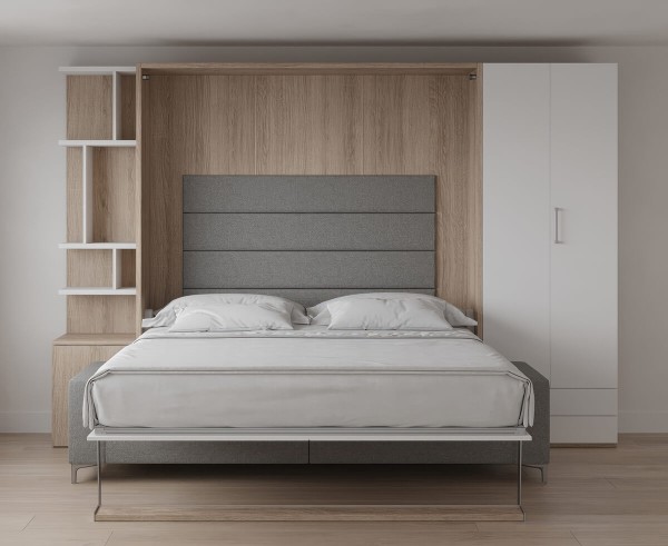 Royal King Murphy Bed with Sectional Sofa Wardrobe and Bookcase 10