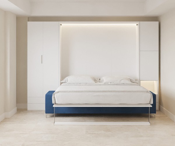 Royal King Murphy Bed with Sectional Sofa Wardrobe and Bookcase 16