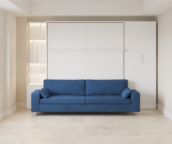 Royal King Murphy Bed with Sectional Sofa Wardrobe and Bookcase 17