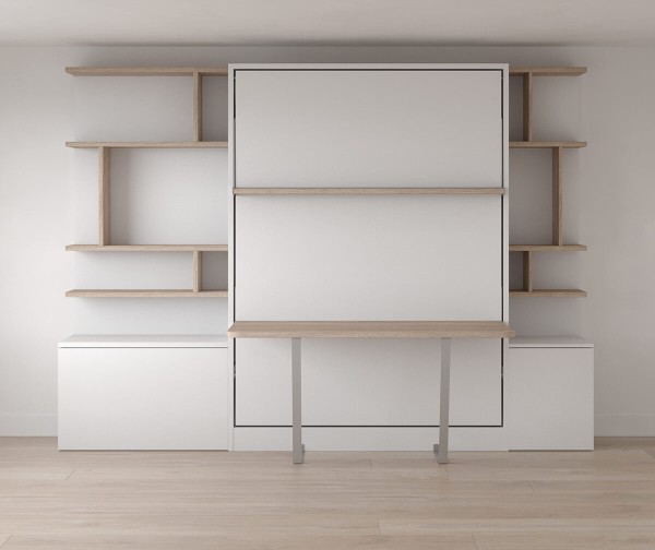 Royal Queen Wall Bed With Desk and Bookcase Set 5