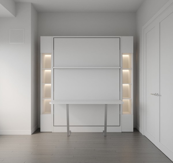 Royal Queen Wall Bed with Bookcase Set and Desk