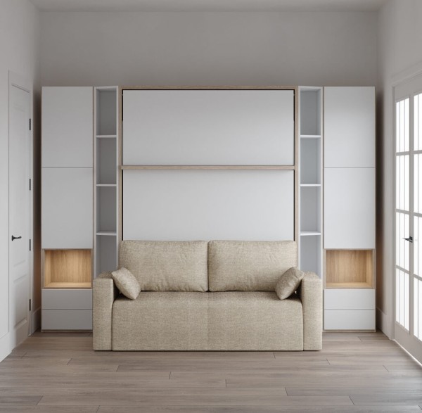 Royal Queen Wall Bed with Bookcase and Wardrobe 12