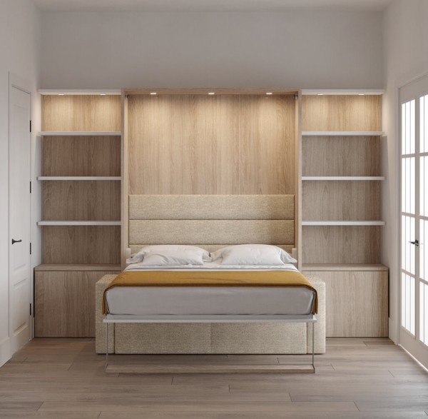 Royal Queen Wall Bed with Bookcase and Wardrobe 15