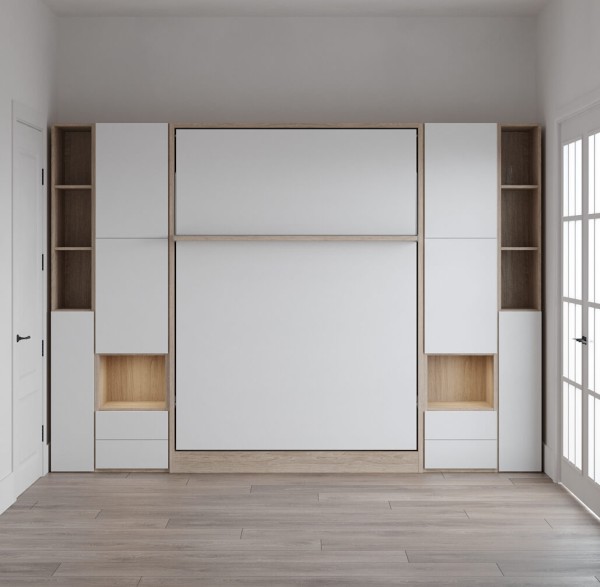 Royal Queen Wall Bed with Bookcase and Wardrobe 23