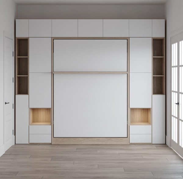 Royal Queen Wall Bed with Bookcase and Wardrobe 27