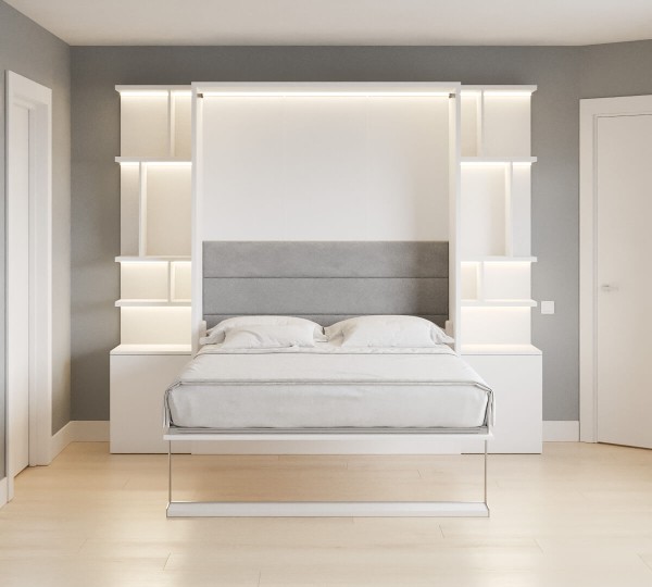 Royal Queen Wall Bed with Bookcase and Wardrobe 39