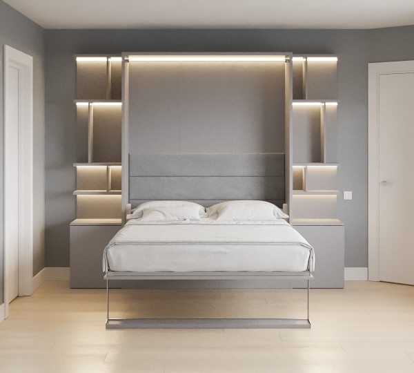 Royal Queen Wall Bed with Bookcase and Wardrobe 41