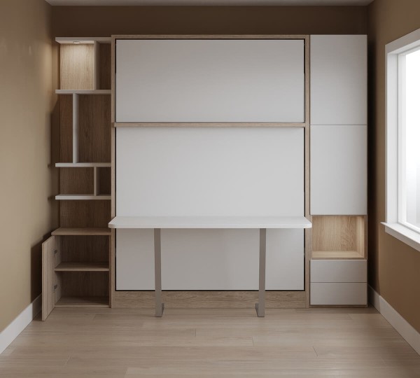 Royal Queen Wall Bed with Desk Wardrobes 5