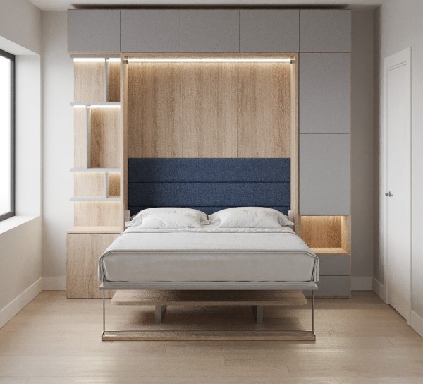 Royal Queen Wall Bed with Desk Wardrobes and Bookcase Set 15