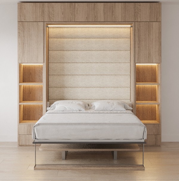 Royal Queen Wall Bed with Desk Wardrobes and Bookcase Set 18