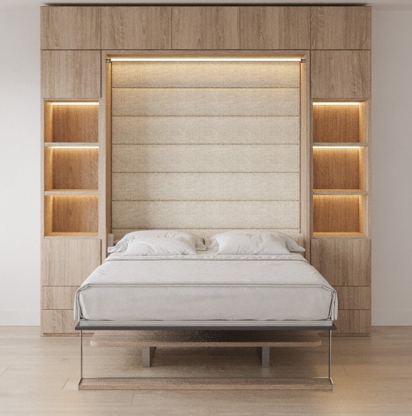 Royal Queen Wall Bed with Desk Wardrobes and Bookcase Set 20