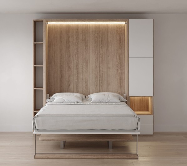 Royal Queen Wall Bed with Desk Wardrobes and Bookcase Set 5