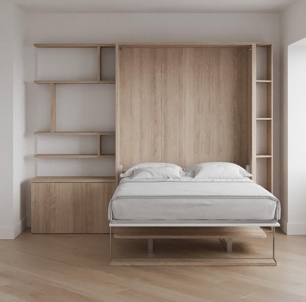 Royal Queen Wall Bed with Folding Table and Bookcase Set 19