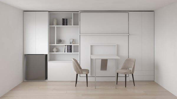 Royal Queen Wall Bed with Folding Table and Bookcase Set 3