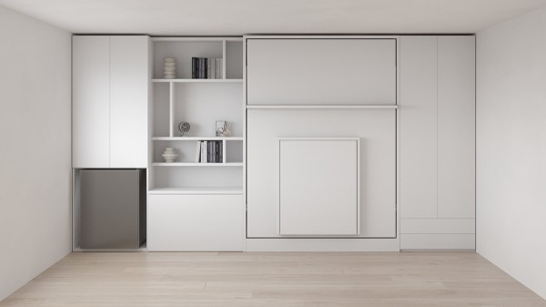 Royal Queen Wall Bed with Folding Table and Bookcase Set 4