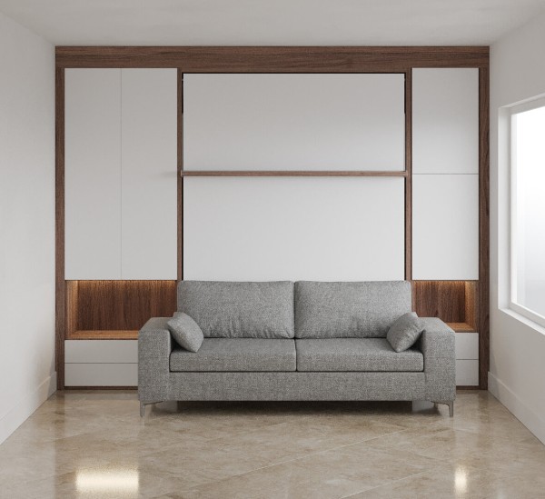 Royal Queen Wall Bed with Sectional Sofa Wardrobe and Bookcase Set 116